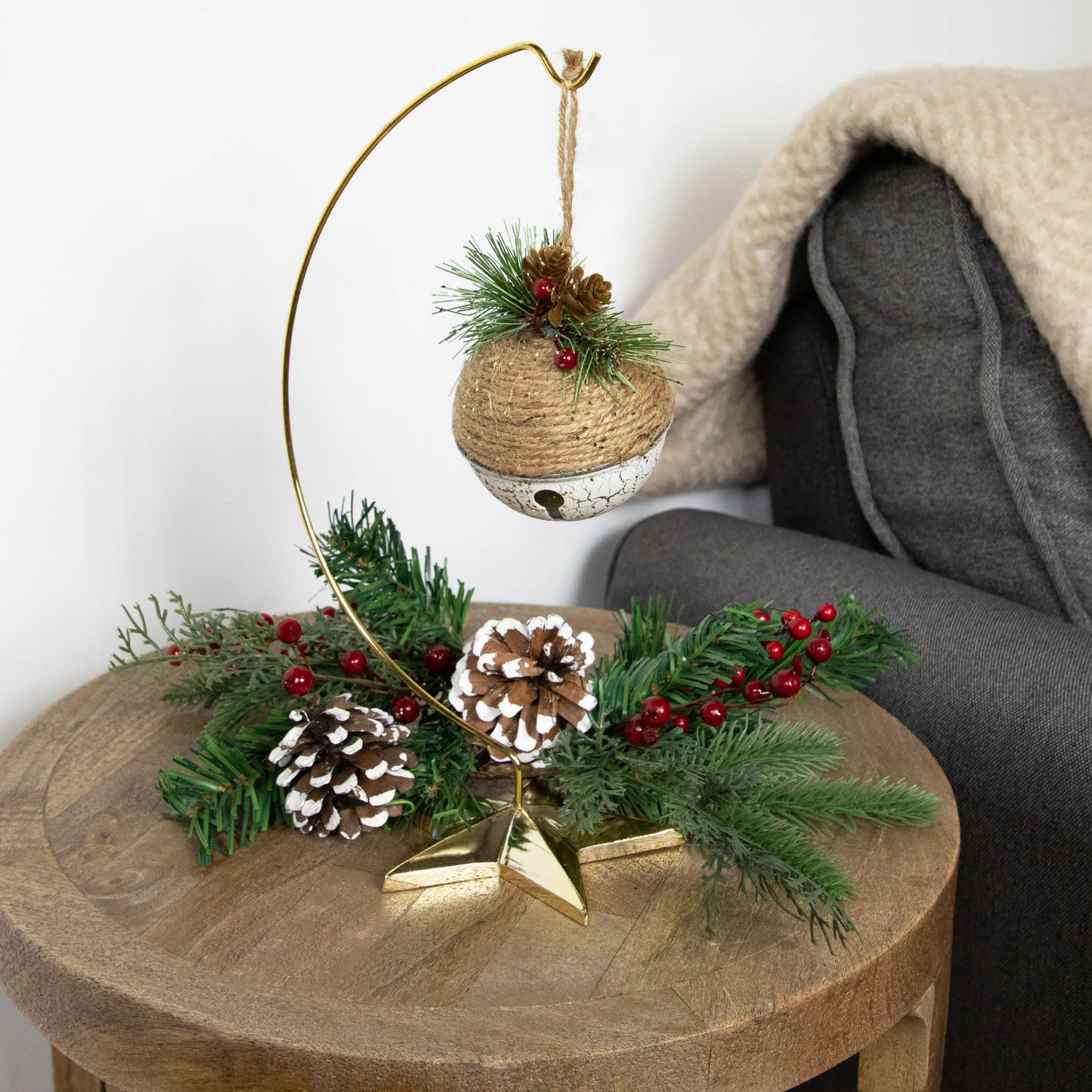 Northlight Bells & Jingle Buddies>5" Acorn Jingle Bell With Holly Berry And Pine Cones Christmas Ornament