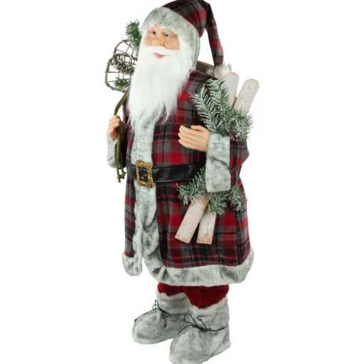 Santa Figures*Northlight 36" Alpine Chic Santa Claus With Snowshoes And Skis Christmas Figure