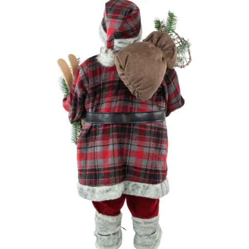 Santa Figures*Northlight 36" Alpine Chic Santa Claus With Snowshoes And Skis Christmas Figure