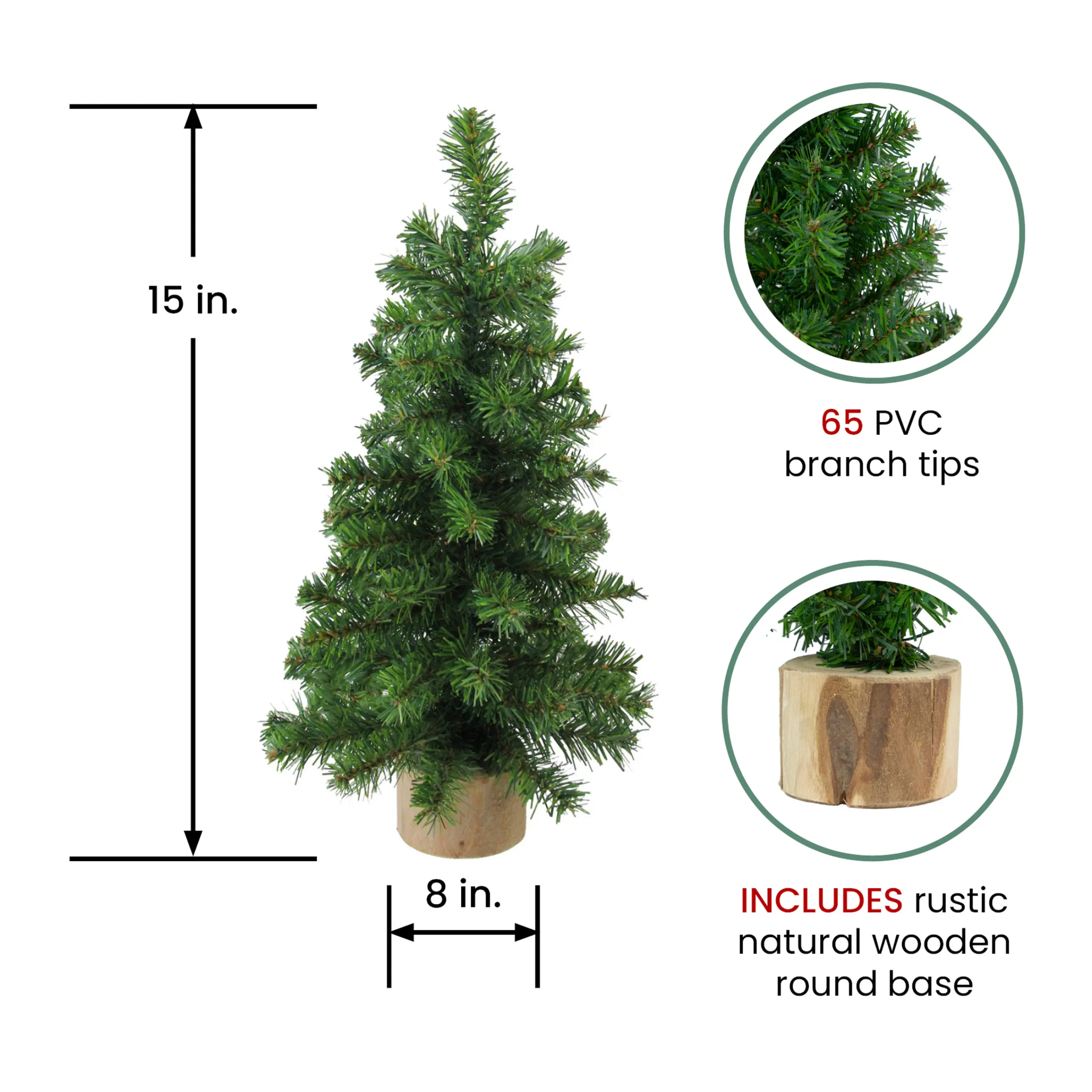 Northlight 2.5 Feet Tall And Smaller>15" Alpine Slim Artificial Christmas Tree With Wood Base - Unlit