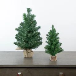 Northlight 2.5 Feet Tall And Smaller>12.25" Alpine Slim Artificial Christmas Tree With Wood Base, Unlit