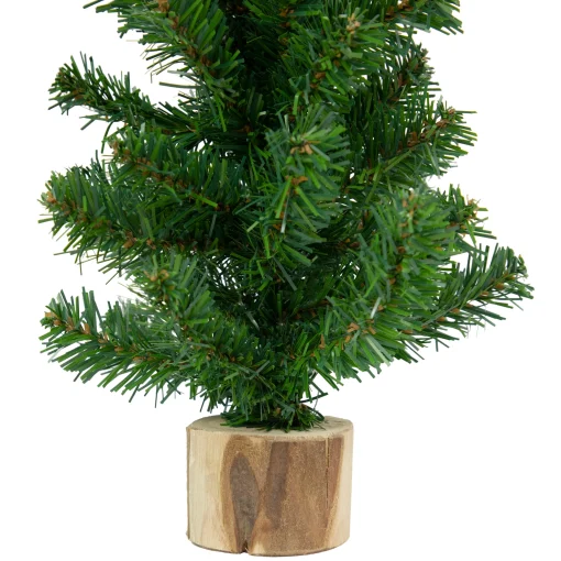 Northlight 2.5 Feet Tall And Smaller>12.25" Alpine Slim Artificial Christmas Tree With Wood Base, Unlit