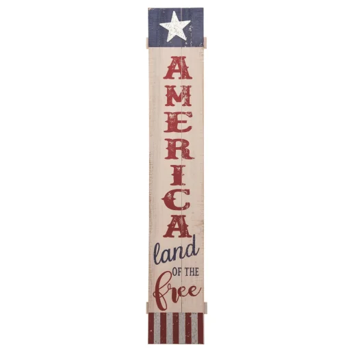 Contemporary Home Living 47" "America Land Of The Free" Leaning Porch Fourth Of July Wall Sign