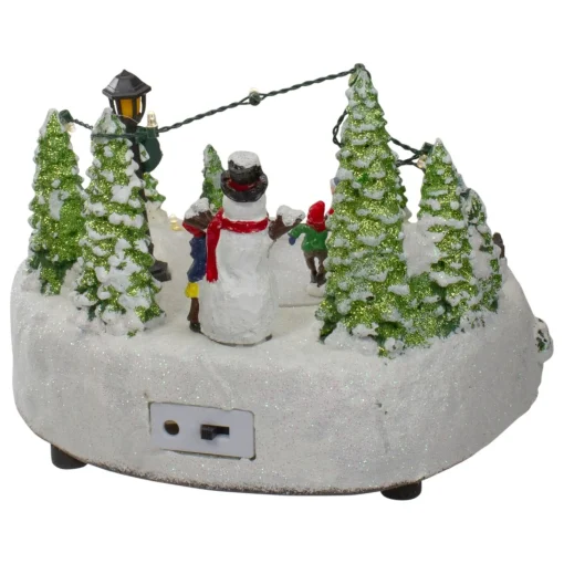 Christmas Villages*Northlight 9" Animated And Musical Lighted Christmas Skating Scene With Snowman