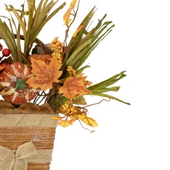 Northlight 19" Artificial Fall Harvest Foliage With Bow Wall Basket