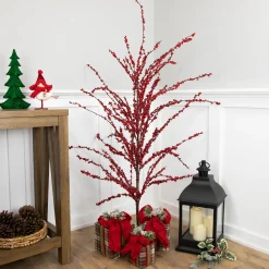 Northlight Twig Trees></noscript>5' Artificial Red Berry Christmas Twig Tree, Unlit