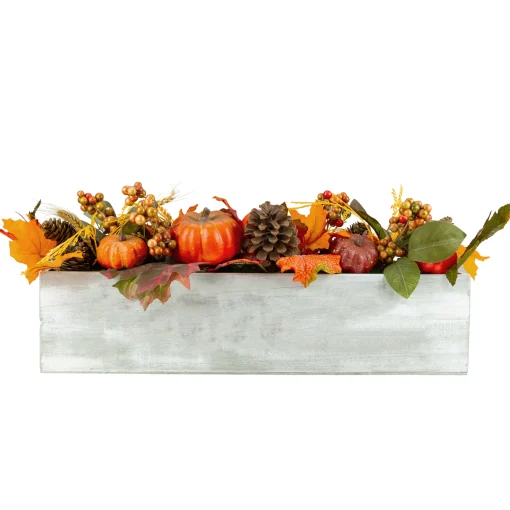 Northlight 21" Autumn Harvest Arrangement In A "Thankful" Rustic Wooden Box Centerpiece