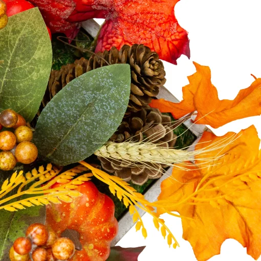 Northlight 21" Autumn Harvest Arrangement In A "Thankful" Rustic Wooden Box Centerpiece