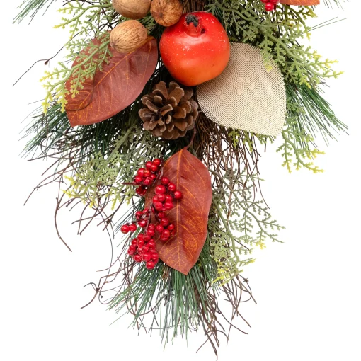 Northlight 30" Autumn Harvest Mixed Berry And Pomegranate Artificial Teardrop Swag - Unlit