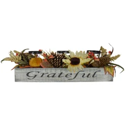 Northlight 30" Autumn Sunflower "Grateful" Candle Holder Centerpiece