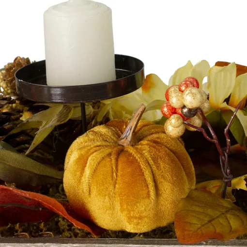 Northlight 30" Autumn Sunflower "Grateful" Candle Holder Centerpiece