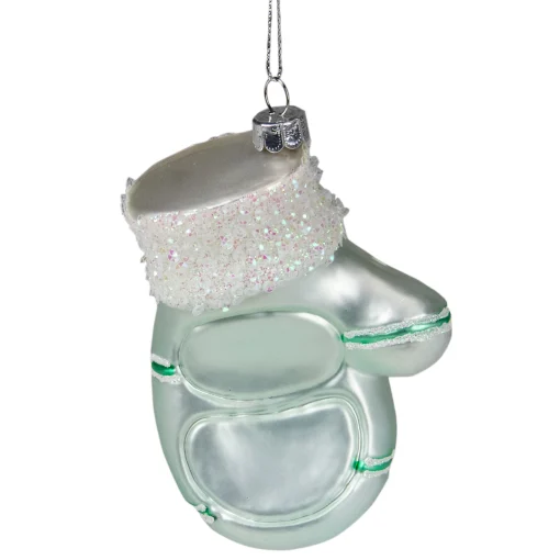 Northlight Family & Friends>4" Baby's 1St Christmas Mint Green Glass Mitten Holiday Ornament
