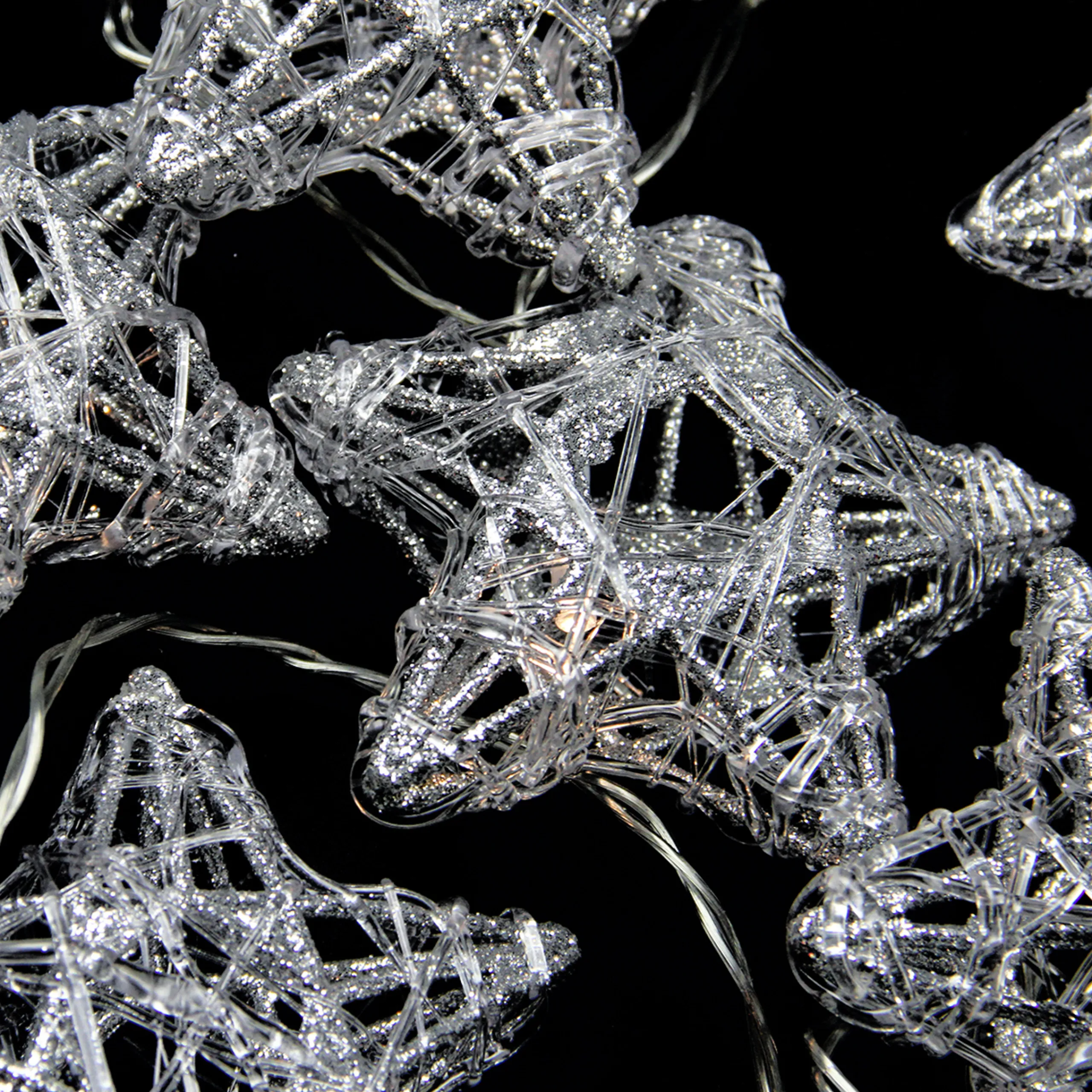 PENN 10 Battery Operated Clear Led Spun Glass Star Christmas Lights