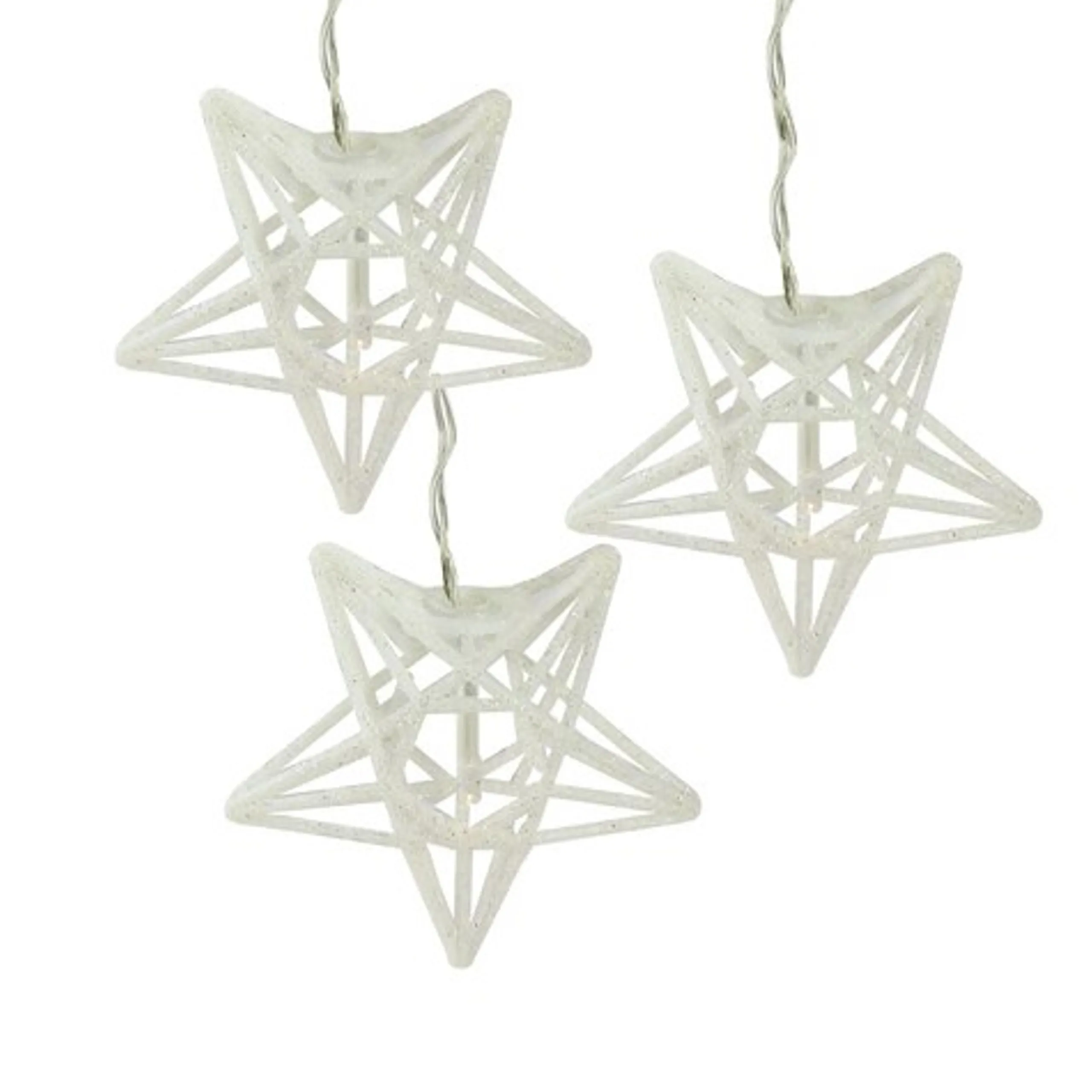 PENN 10 Battery Operated Clear Led Spun Glass Star Christmas Lights