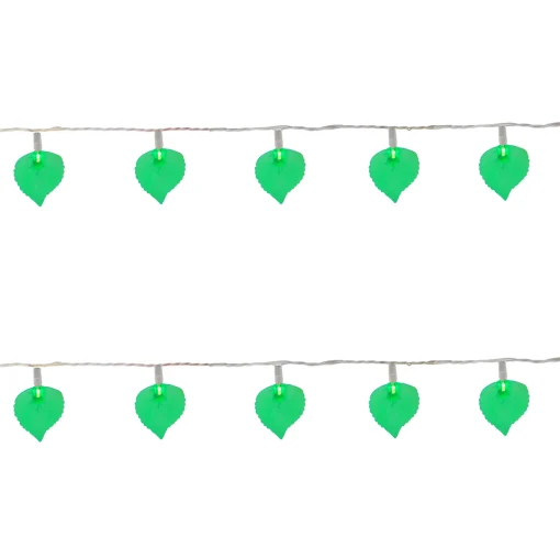 Northlight 10 Battery Operated Leaf Shaped Novelty Christmas Lights - Clear Wire