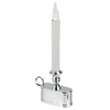 Brite Star 11" Battery Operated White And Silver Led Christmas Candle Lamp With Toned Base
