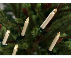 Melrose 12 Battery Operated White Led Candle Clip-On Christmas Lights - Green Wire