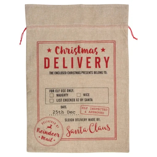 Gift Accessories*Northlight 27" Beige And Red "Christmas Delivery" Tie Gift Bag