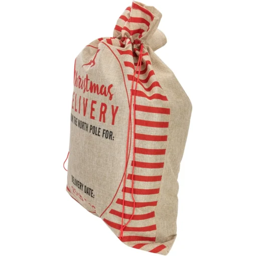 Decoration Storage*Northlight 27" Beige And Red Striped "Christmas Delivery" Tie Gift Bag