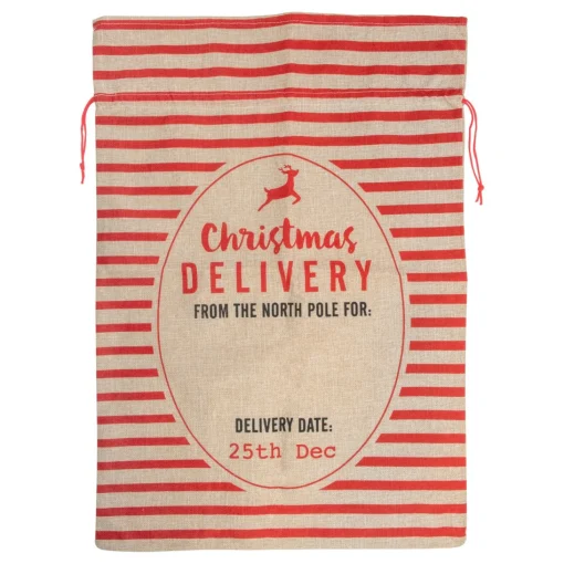 Decoration Storage*Northlight 27" Beige And Red Striped "Christmas Delivery" Tie Gift Bag