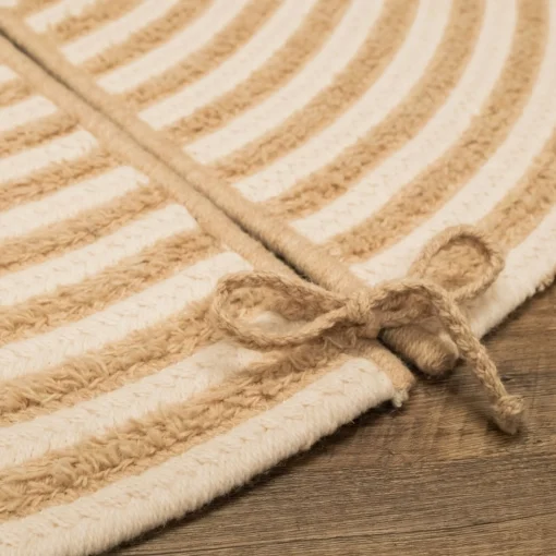 48 Inch And Smaller*Colonial Mills 44" Beige Shag Striped Round Christmas Tree Skirt