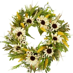 Northlight 24" Beige Sunflowers Artificial Fall Harvest Wreath