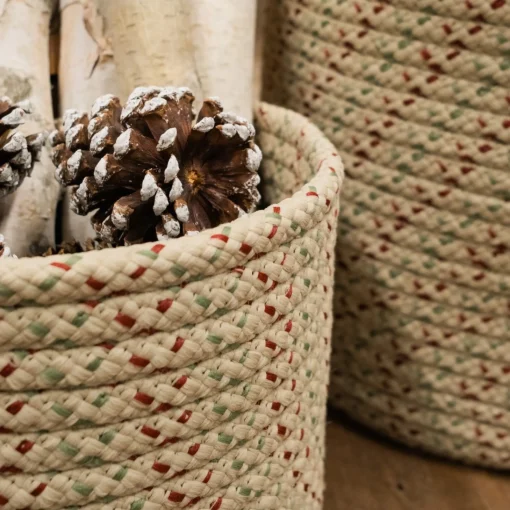 Decoration Storage*Colonial Mills 12" Beige Woven Dasher Braided Round Christmas Storage Basket