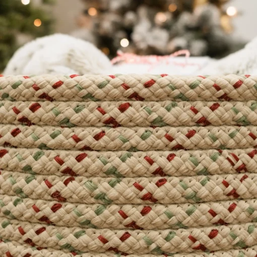 Decoration Storage*Colonial Mills 12" Beige Woven Dasher Braided Round Christmas Storage Basket