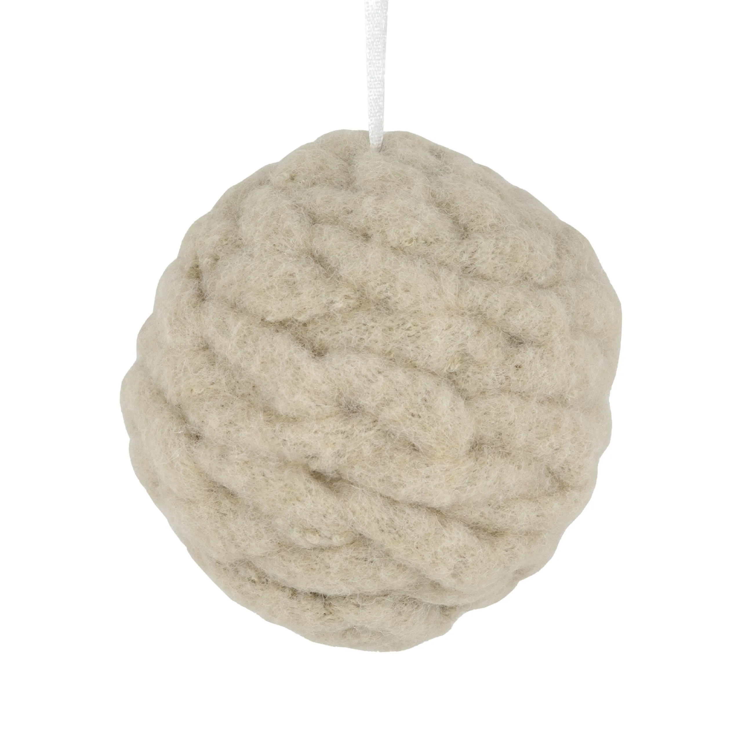 Northlight Balls>3.75" Beige Woven Yarn Ball Hanging Christmas Ornament