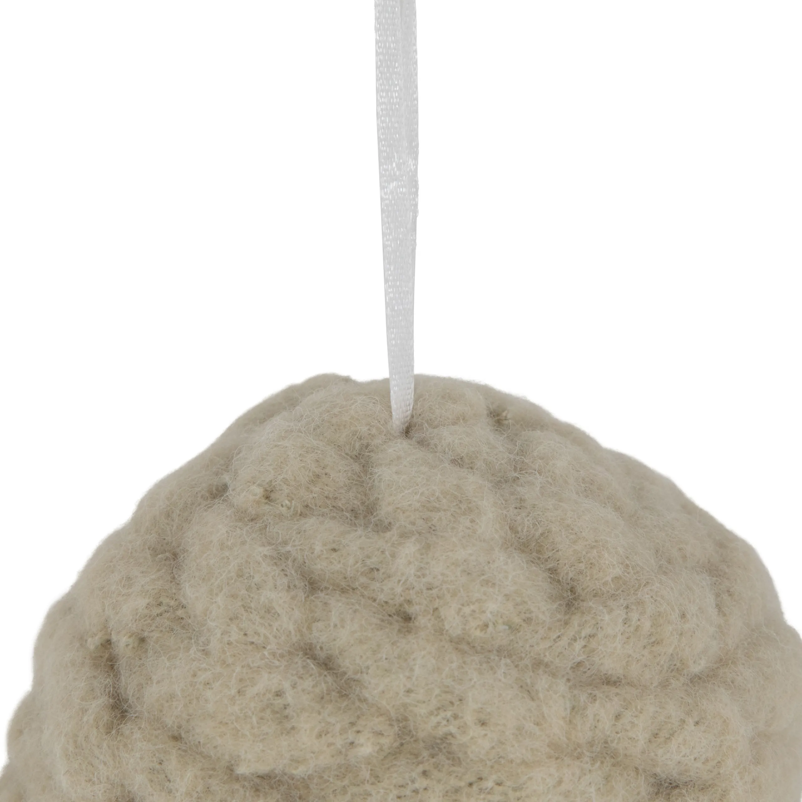 Northlight Balls>3.75" Beige Woven Yarn Ball Hanging Christmas Ornament
