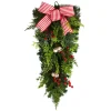Unlit Teardrops*Nearly Natural 26" Bells And Bow Artificial Christmas Teardrop Swag, Unlit