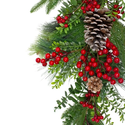 Unlit Teardrops*Northlight 28" Berry Pine And Eucalyptus Artificial Teardrop Christmas Swag - Unlit
