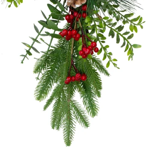 Unlit Teardrops*Northlight 28" Berry Pine And Eucalyptus Artificial Teardrop Christmas Swag - Unlit