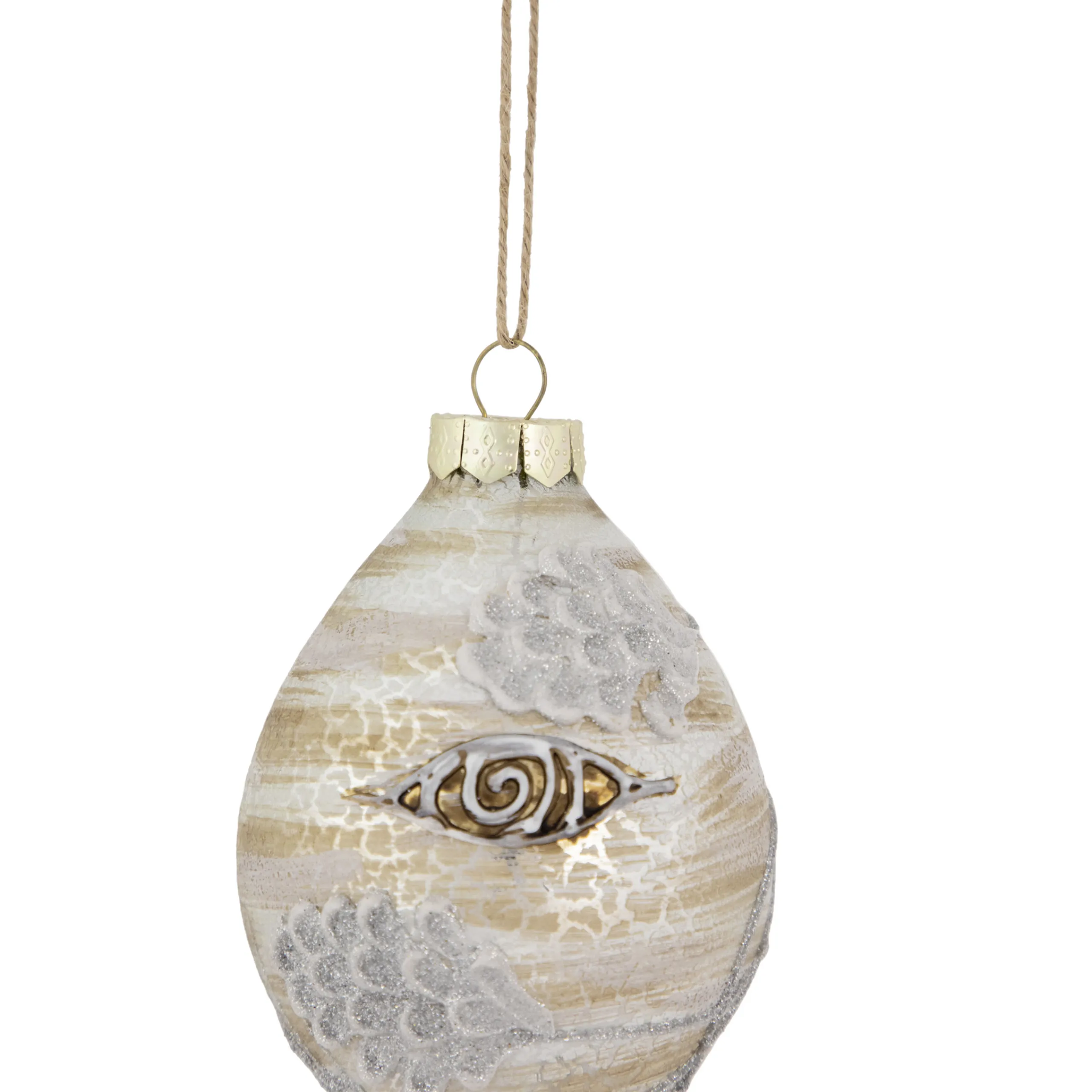 Northlight Finials>5" Birch Wood And Glitter Pine Cones Glass Finial Christmas Ornament