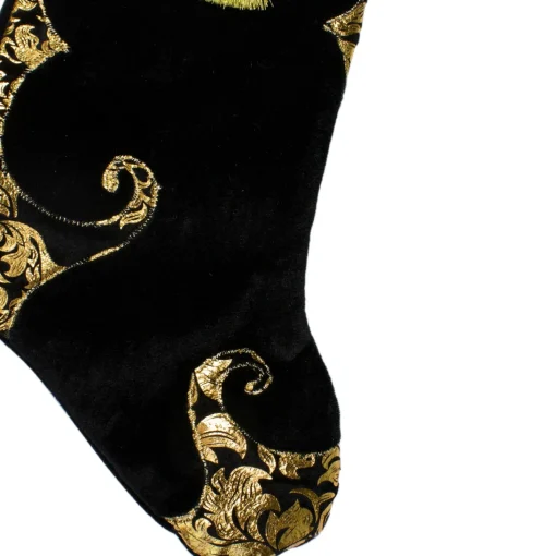 Stockings*Northlight 21.5" Black And Gold Damask Velveteen Christmas Stocking With Tassel