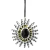 CC Christmas Decor Snowflakes>4.75" Black And Gold Gem Studded Snowflake Christmas Ornament