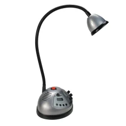 Pool Central 7.25" Black And Silver Battery Operated Adjustable Grill Light With Timer And Radio