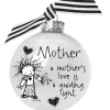 Whitehurst Balls>4" Black And White Christmas Ball Ornament With Mother's Love Print