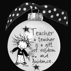Whitehurst Balls>4" Black And White Christmas Ball Ornament With A Teacher Is A Gift Print