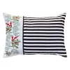 Pillows & Throws*Melrose 19" Black And White Striped Embroidered Pine Christmas Throw Pillow