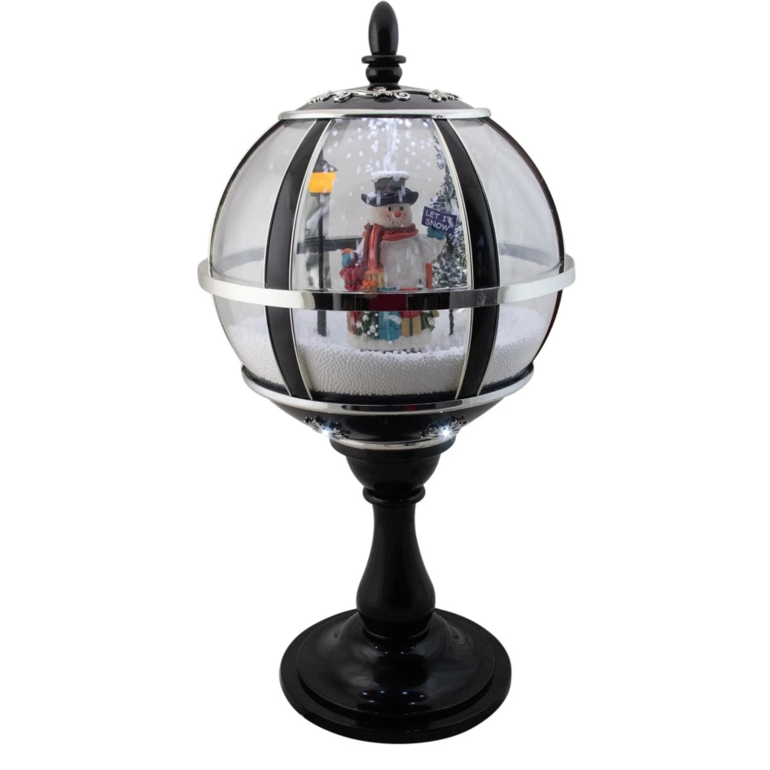 Snow Globes*Northlight 23.5" Black Lighted Musical Snowing Snowman Christmas Table Top Street Lamp