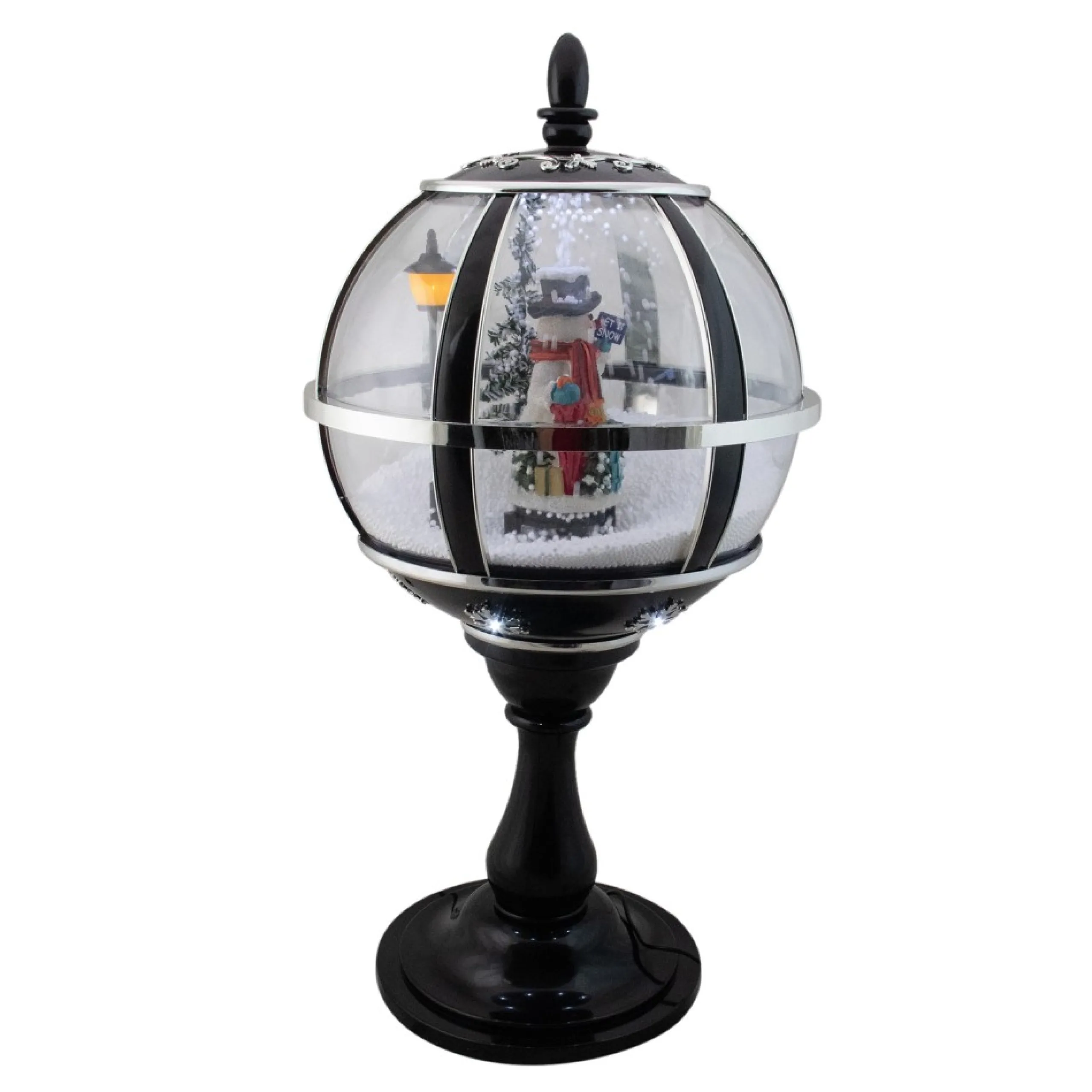 Snow Globes*Northlight 23.5" Black Lighted Musical Snowing Snowman Christmas Table Top Street Lamp