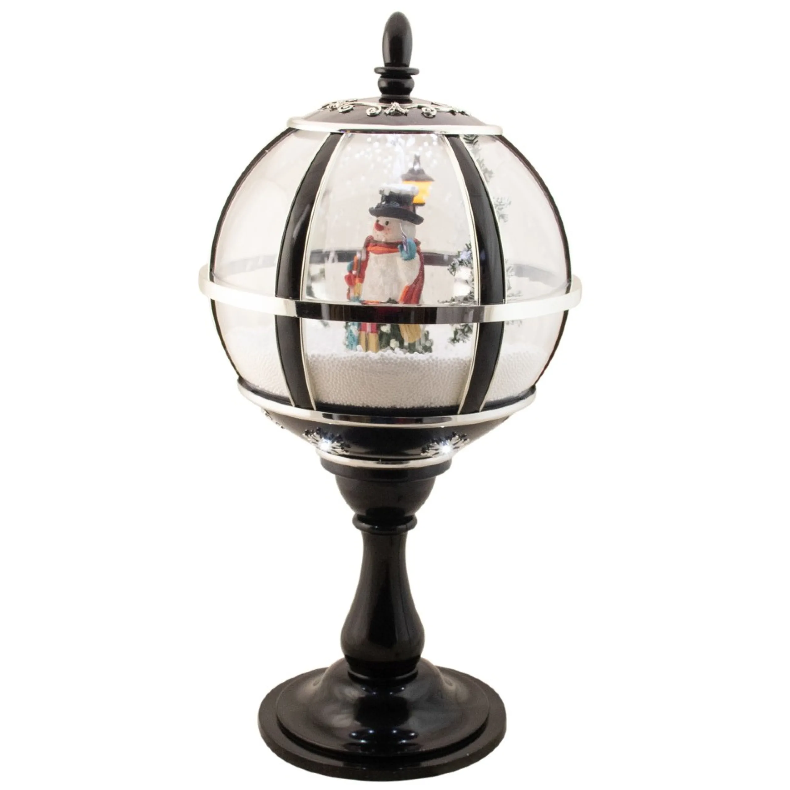 Snow Globes*Northlight 23.5" Black Lighted Musical Snowing Snowman Christmas Table Top Street Lamp