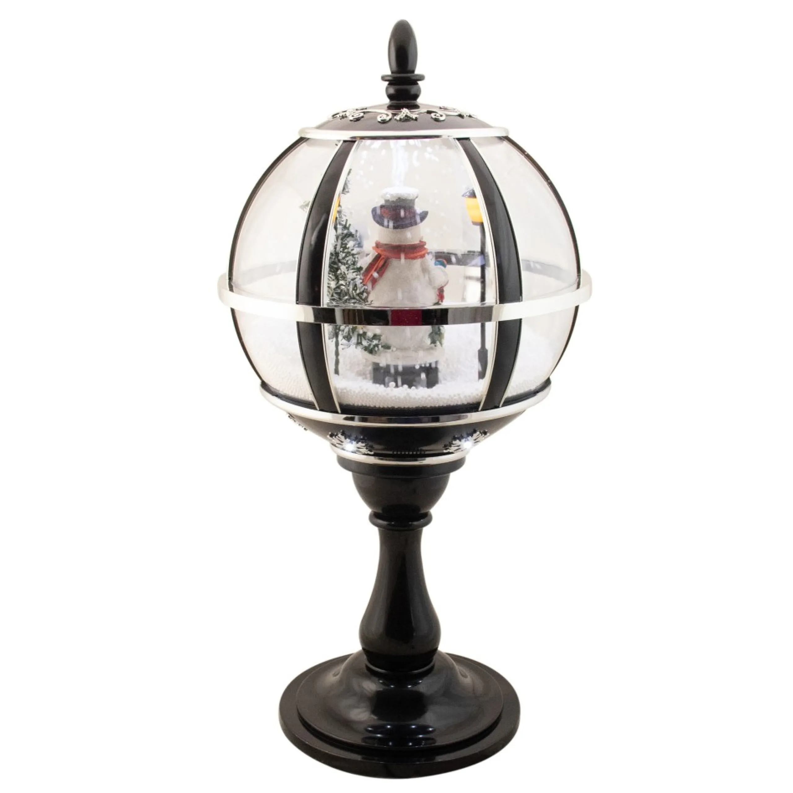 Snow Globes*Northlight 23.5" Black Lighted Musical Snowing Snowman Christmas Table Top Street Lamp