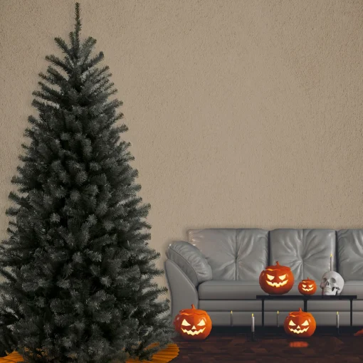 National Tree Company Black Trees>7.5' Black North Valley Spruce Medium Artificial Christmas Tree, Unlit