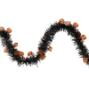 Classic Tinsel Garland*Northlight 50' Black With Orange Jack O Lanterns Halloween Tinsel Garland - Unlit