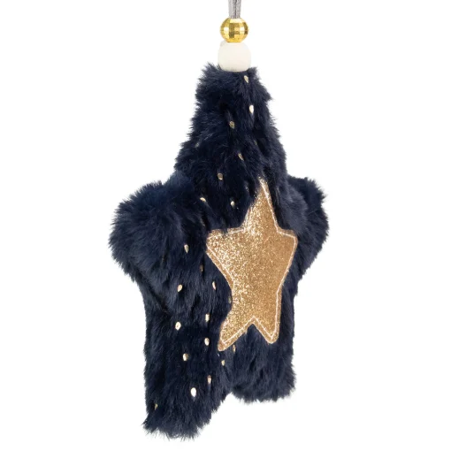 Northlight Stars>5.5" Blue And Gold Plush Star Christmas Ornament