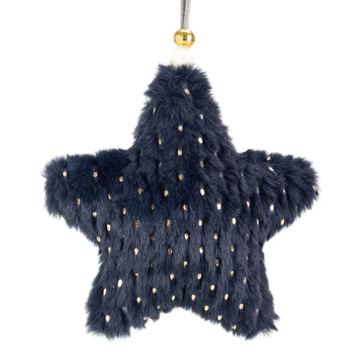 Northlight Stars>5.5" Blue And Gold Plush Star Christmas Ornament