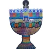 Rite Lite 10" Blue And Orange Battery Operated Led Lighted Shiny "Hanukkah!" Menorah Window Decor