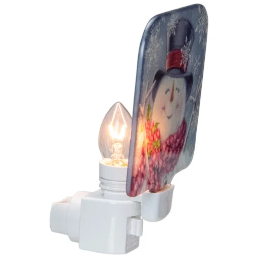 Northlight 4" Blue And Red Glass Snowman Christmas Night Light